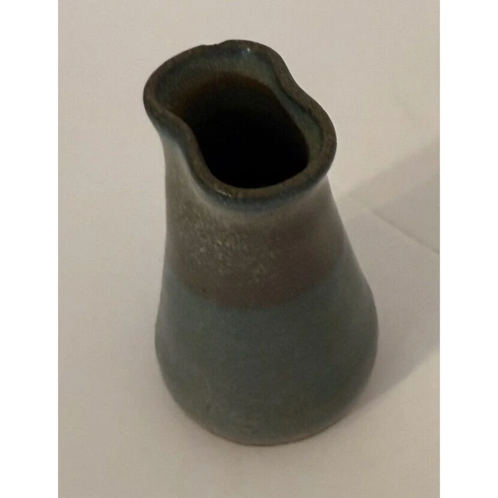 Small Studio Art Pottery Bud Vase Lot of 2 Blue Green & Brown-Signed-Approx.3
